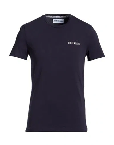Bikkembergs Man T-shirt Midnight Blue Size L Cotton, Elastane In Black
