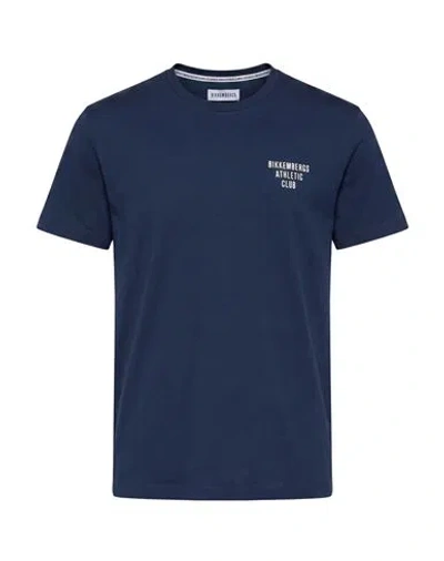 Bikkembergs Man T-shirt Navy Size L Cotton, Elastane In Blue