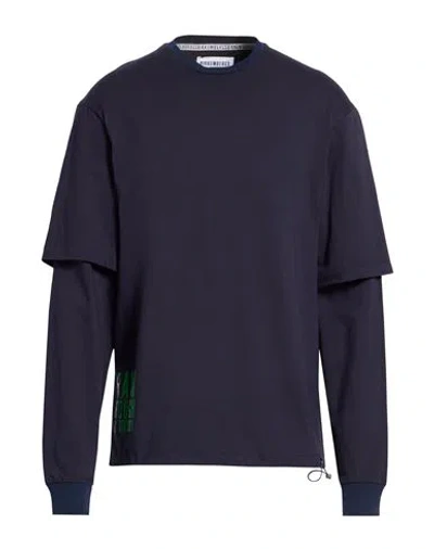 Bikkembergs Man T-shirt Navy Size L Cotton, Elastane In Blue