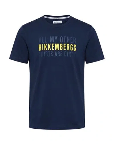 Bikkembergs Man T-shirt Navy Size Xxl Cotton, Elastane