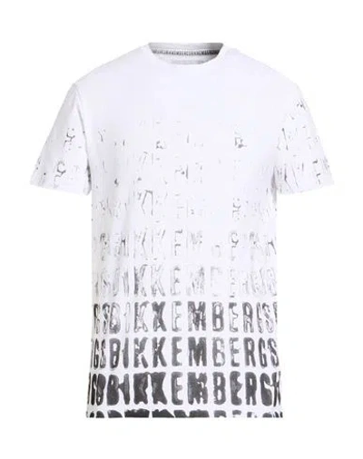 Bikkembergs Man T-shirt White Size L Cotton, Elastane In Multi