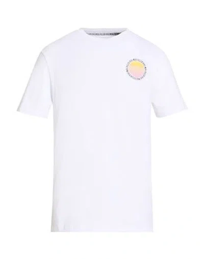 Bikkembergs Man T-shirt White Size L Cotton, Elastane