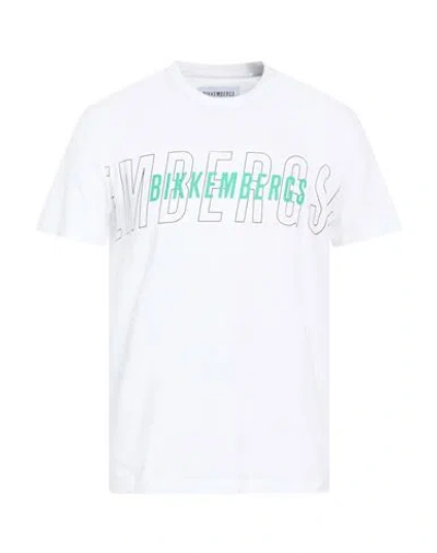 Bikkembergs Man T-shirt White Size L Cotton, Elastane