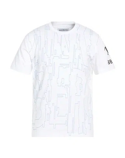 Bikkembergs Man T-shirt White Size L Cotton, Elastane In Multi