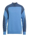 Bikkembergs Man Turtleneck Azure Size L Viscose, Polyamide, Wool, Cashmere In Blue