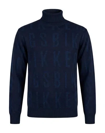 Bikkembergs Man Turtleneck Navy Size Xxl Viscose, Polyamide, Wool, Cashmere In Blue