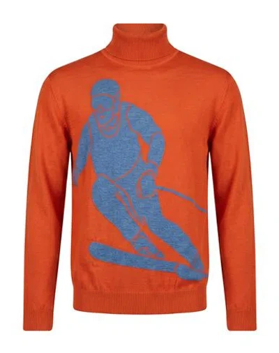 Bikkembergs Man Turtleneck Orange Size Xl Wool, Acrylic In Multi