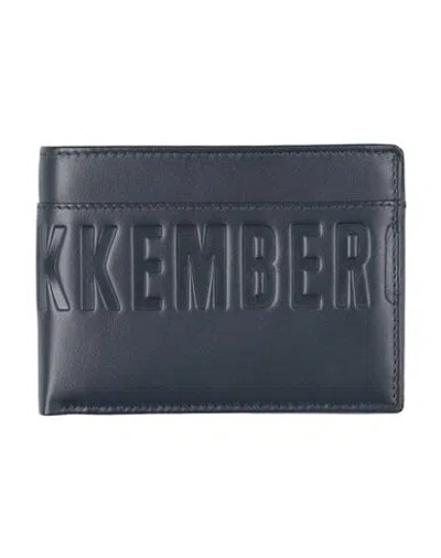 Bikkembergs Man Wallet Midnight Blue Size - Cow Leather In Black