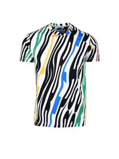 Bikkembergs Multicolor Abstract Stripe Crew Neck T-shirt