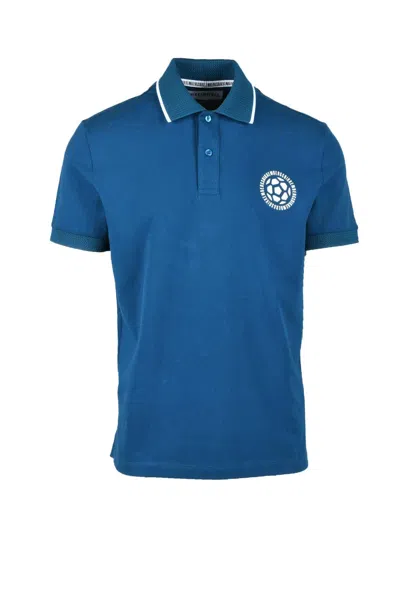 Bikkembergs Multicolor Color-block Stretch Polo Shirt In Blue