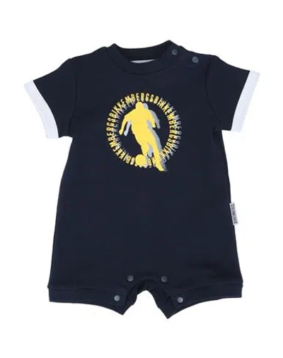 Bikkembergs Newborn Boy Baby Jumpsuits & Overalls Midnight Blue Size 3 Cotton, Elastane