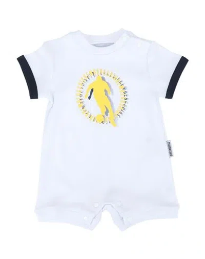 Bikkembergs Newborn Boy Baby Jumpsuits & Overalls White Size 3 Cotton, Elastane