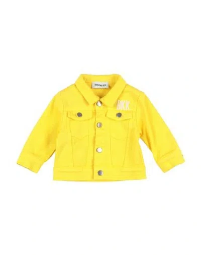 Bikkembergs Babies'  Newborn Boy Denim Outerwear Yellow Size 0 Cotton, Elastic Fibres