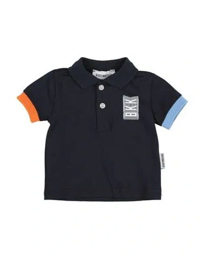 Bikkembergs Babies'  Newborn Boy Polo Shirt Midnight Blue Size 0 Cotton, Elastane In Black