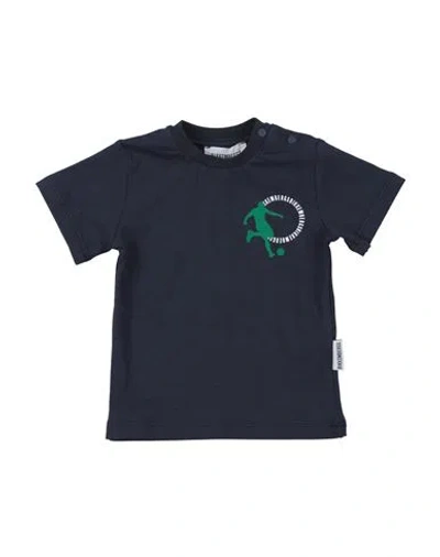 Bikkembergs Babies'  Newborn Boy T-shirt Midnight Blue Size 3 Cotton In Black