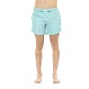 Bikkembergs Light Blue Polyester Men Swim Men's Short In Green