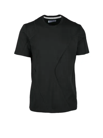 Bikkembergs Short-sleeve Black Cotton T-shirt With Modern Seam Detailing