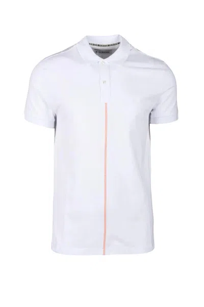 Bikkembergs White Striped Stretch Polo Shirt