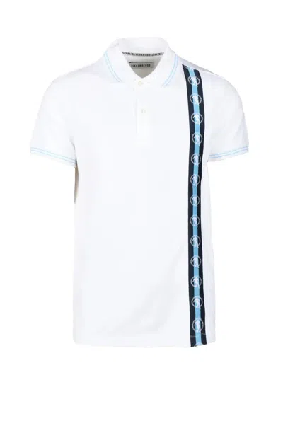 Bikkembergs White Striped Stretch Polo Shirt