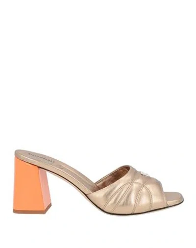 Bikkembergs Woman Sandals Bronze Size 8 Leather In Gold