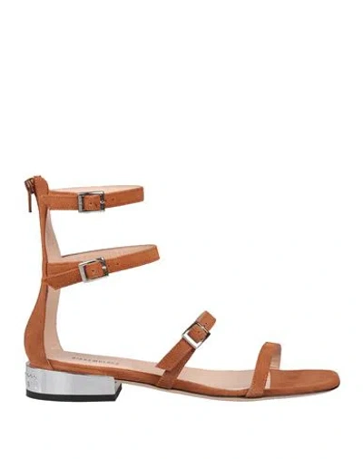Bikkembergs Woman Sandals Camel Size 8 Leather In Brown