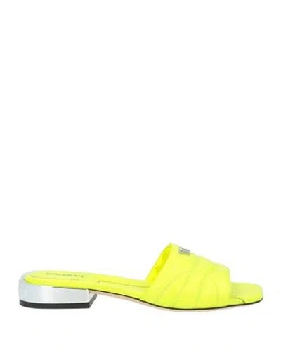 Bikkembergs Woman Sandals Lime Green Size 8 Leather