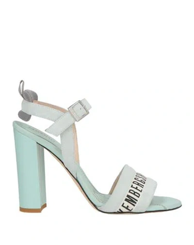 Bikkembergs Woman Sandals Sky Blue Size 8 Leather