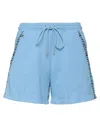 Bikkembergs Woman Shorts & Bermuda Shorts Sky Blue Size S Cotton In Blue