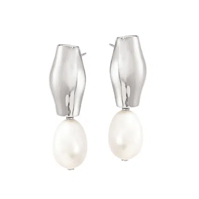 Biko Women's Amphora Pearl Studs - Silver