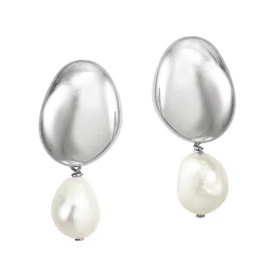 Biko Women's Galina Pearl Studs Silver