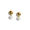 Biko Women's Pearl Dot Studs - Gold In Gold
