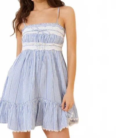 Bila77 Evelyn Stripe Mini Dress In Chambray Blue In Green