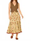 Bila77 Fedora Midi Skirt In Nz Ecru In Multi