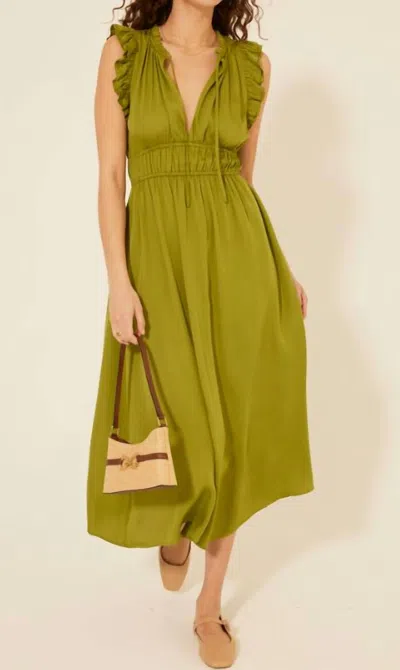 Bila77 Flutter Sleeve Maxi Dress In Green