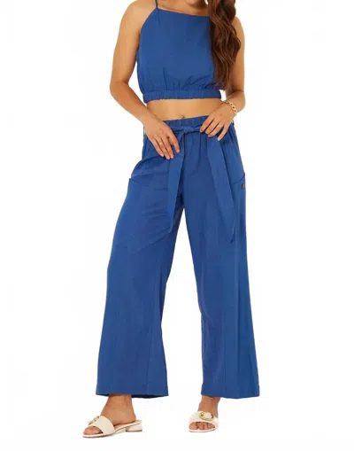Bila77 Garnet Tie Front Design Pant In Daphne In Blue