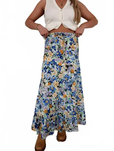 Bila77 Lotus Maxi Skirt In Printed Vista Blue In Multi