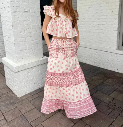 Bila77 Lotus Multi Print Maxi Skirt In Pink Pearl