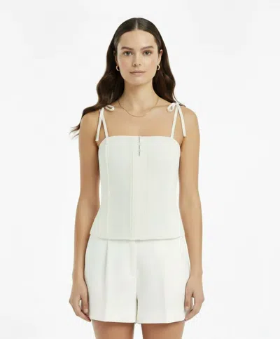 Bila77 Made New Floral Top In White Pearl