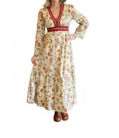 Bila77 Moonbeam Long Sleeve Maxi Dress In Ecru In Brown