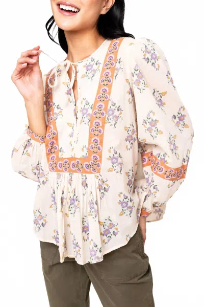 Bila77 Ridgewood Top In Ivory Blue Print In Multi