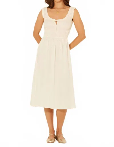 Bila77 Smocked Waist Midi Dress In Gardenia In White