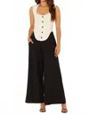 Bila77 Valerie Straight Leg Trouser Design Pants In Black In Black