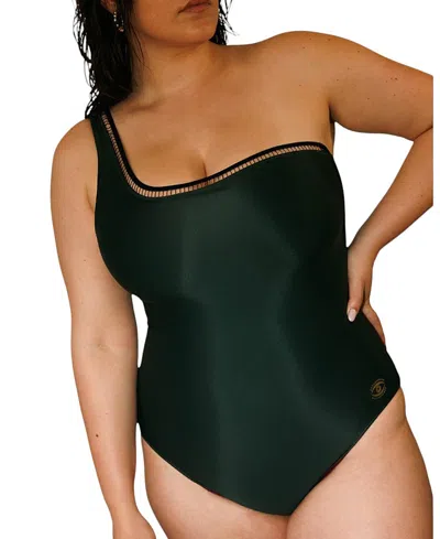 Biliblond Kim Side Reversible Onepiece Swimsuit In Green