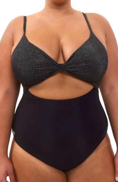 Biliblond Lurex Onepiece Swimsuit In Black