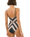 Biliblond Onepiece Arava Stripes In Black Nude Lurex