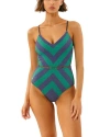 Biliblond Onepiece Arava Stripes In Navy Green Lurex