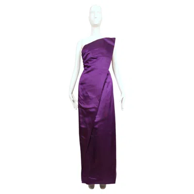 Pre-owned Bill Blass 1980's  Purple Asymmetrical Silk Satin Gown