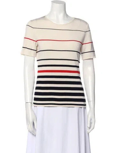 Pre-owned Bill Blass 1980's Striped Sweater In White