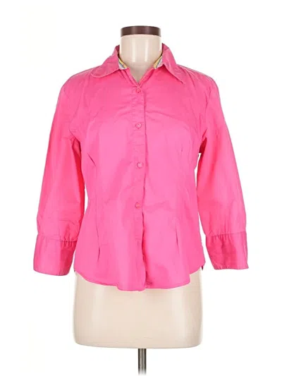 Pre-owned Bill Blass 3/4 Sleeve Button Down Shirt In Pink