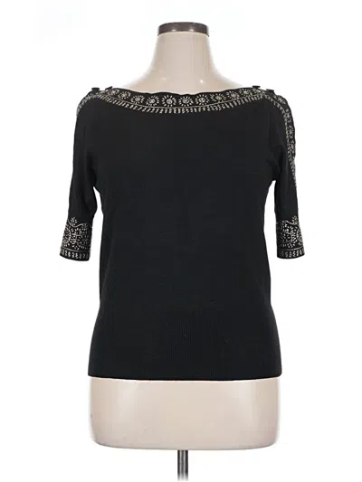 Pre-owned Bill Blass 3/4 Sleeve Top Black Boatneck Tops